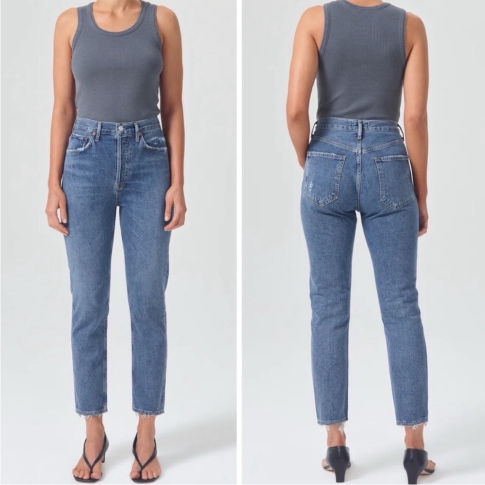 AGOLDE • Riley high rise straight crop jean in Frequency. Size 25